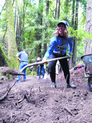 Karen Kefauver works on the pogonip trail in Santa Cruz