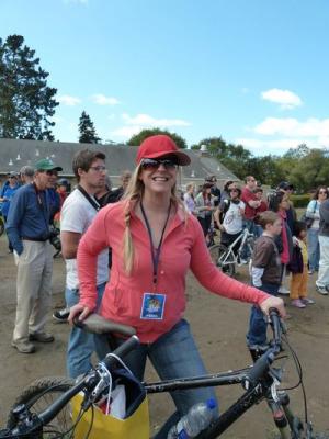 Joh Rathbun of Folsom, a pro mountain biker formerly from Santa Cruz, will brave the Post Office Jumps this weekend during the Santa Cruz Mountain Bike Festival. This is the first year the festival will offer a women's-only competition on the jumps. (Karen Kefauver/contributed)