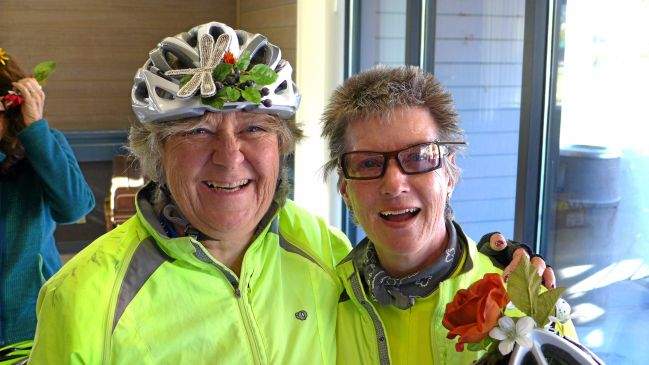 Santa Cruz County Cycling Club members Myrna Sherman and Lilly Ann Popken enjoy the 2013 U'ilani Fund Ohana Ride for Breast Cancer in Santa Cruz. Jack Johnson - contributed