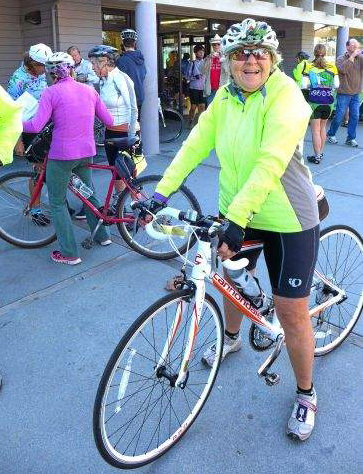 Santa Cruz County Cycling Club member Myrna Sherman takes a break at the 2013 Ohana Ride in Santa Cruz. Jack Johnson - contributed